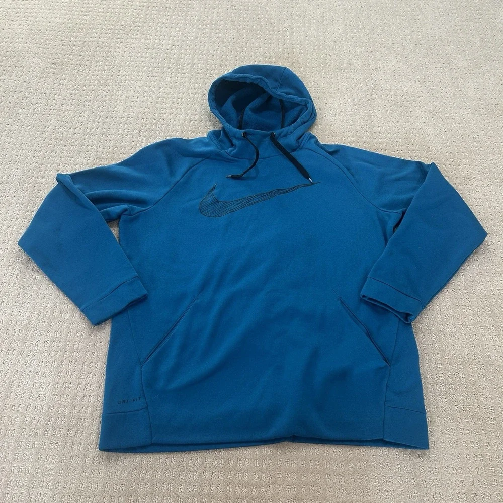 Nike Hoodie Mens Large Blue Pullover Swoosh Athletic Hip Hop Sports Streetwear